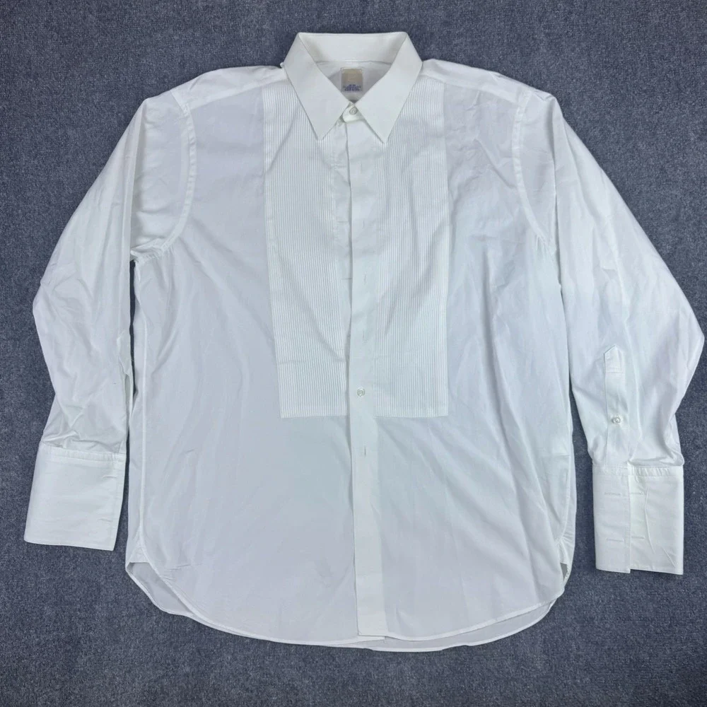 Brooks Brothers Golden Fleece Mens White Egyptian Cotton Tuxedo Shirt 18 35 - Picture 1 of 10